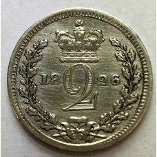 GREAT BRITAIN UK ENGLAND 1826 . TWO 2 PENCE COIN . ERROR . INCORRECT SPELLING